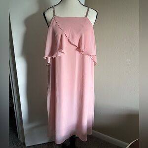 Pink Sleeveless Ruffle Dress